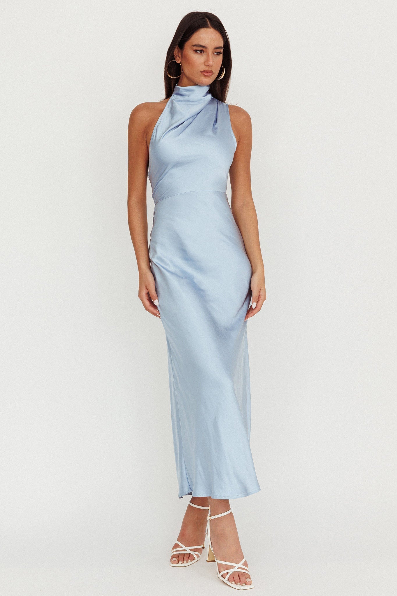Shana Halterneck Maxi Dress Blue by Selfie Leslie