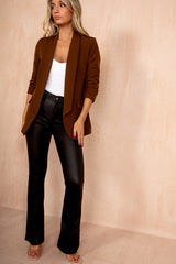 Maxine Chocolate Ruched Sleeve Blazer