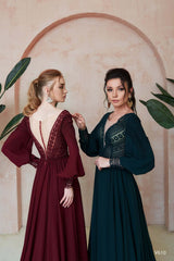 KatrinFAVORboutique-Long sleeve A line dress formal Dressy boho outfits