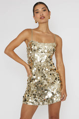 Axel Sequin Mini Dress Gold by Selfie Leslie