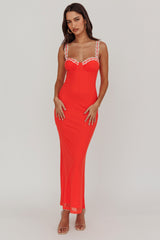 Girl Power Lace Strap Maxi Dress Red by Selfie Leslie