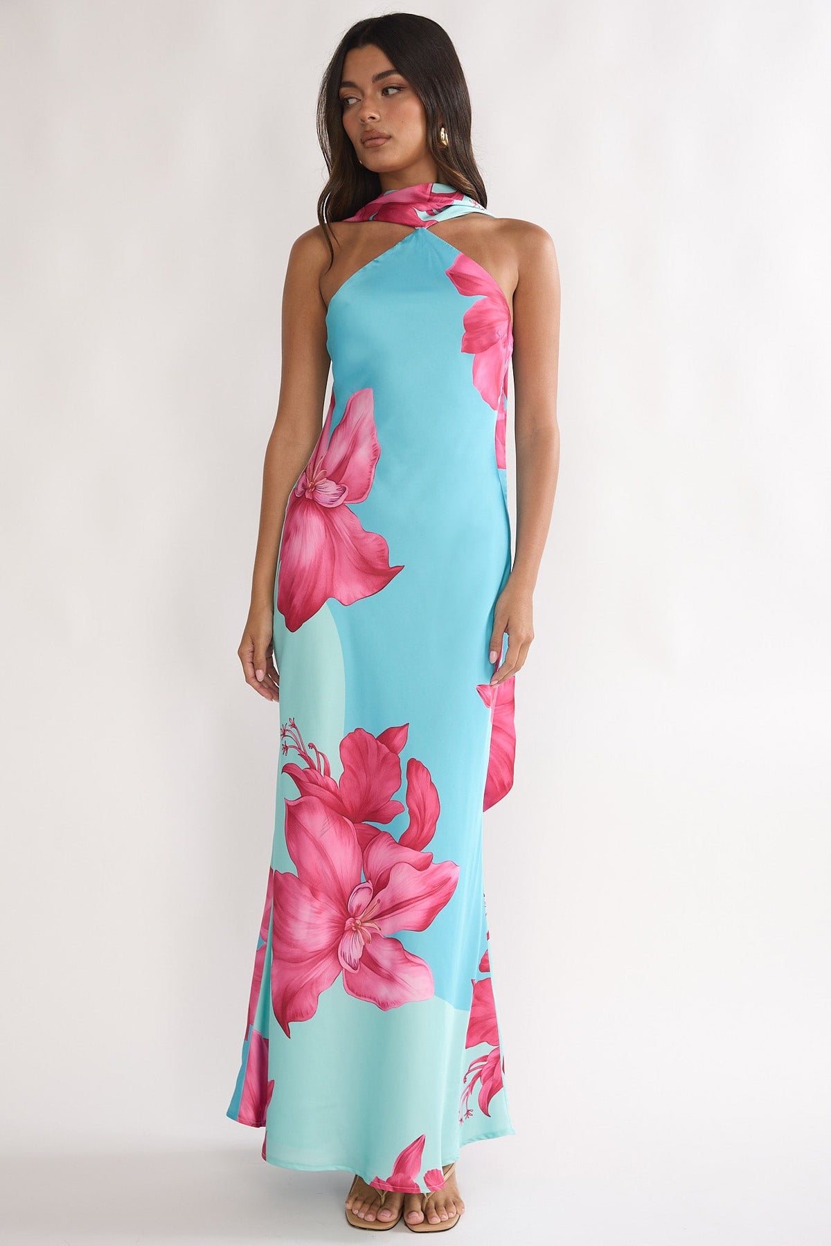 Risha Scarf Maxi Dress Lily Hot Pink by Selfie Leslie