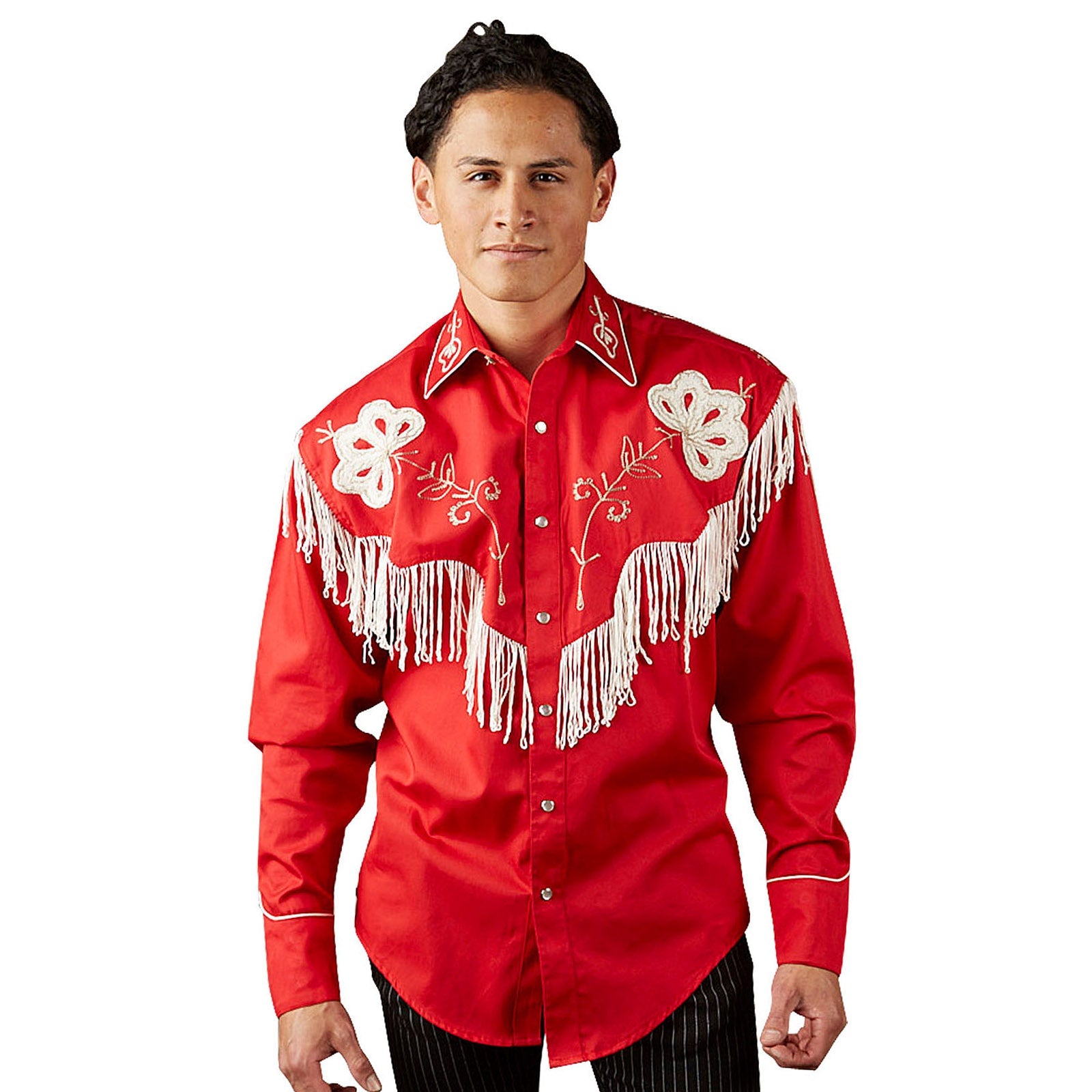 Men's Vintage Red Fringe Embroidered Western Shirt - Rockmount