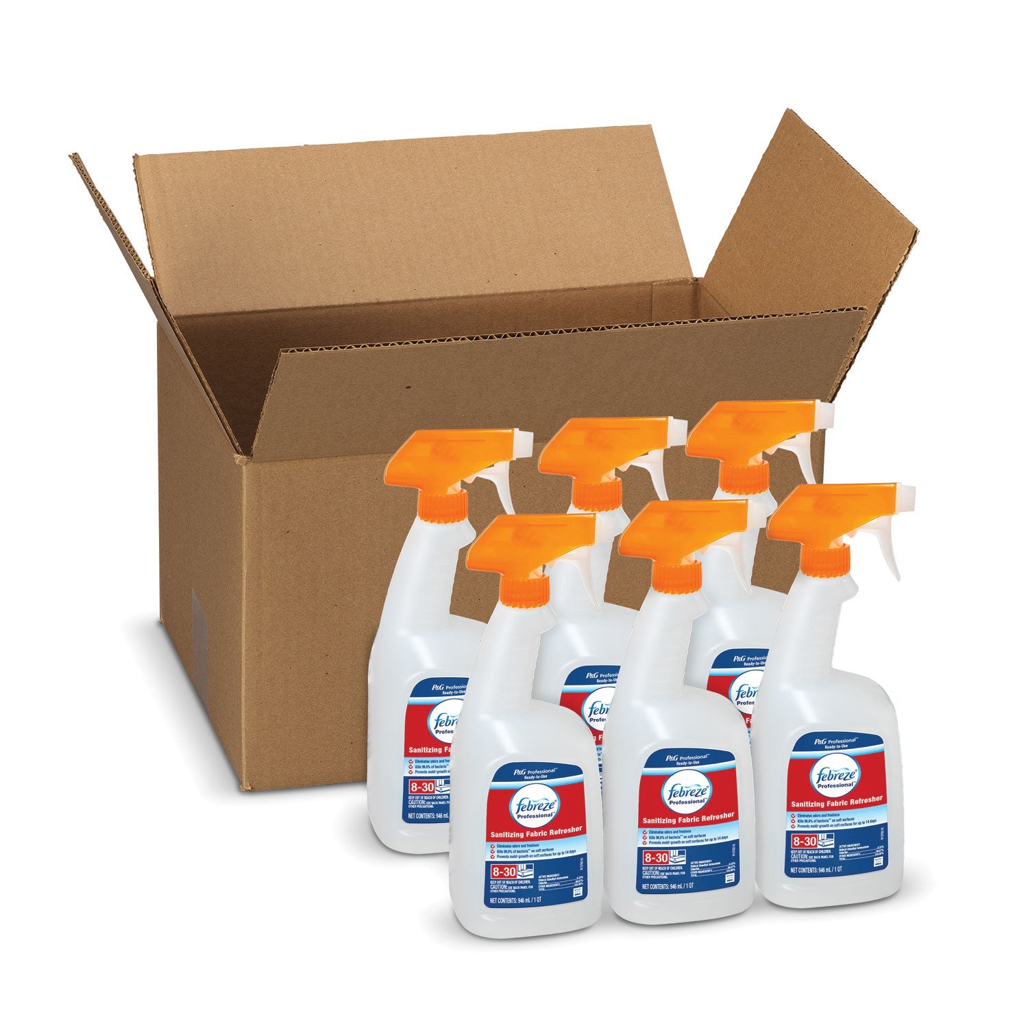 Febreze Professional Sanitizing Fabric Refresher, Light Scent, 32 Oz Spray, 6/Carton - PGC12825