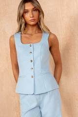 Jamie Sky Blue Square Neck Waistcoat