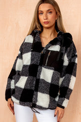 Polly Black Check Teddy Jacket