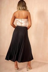 Blakely Black Pleated Midi Skirt