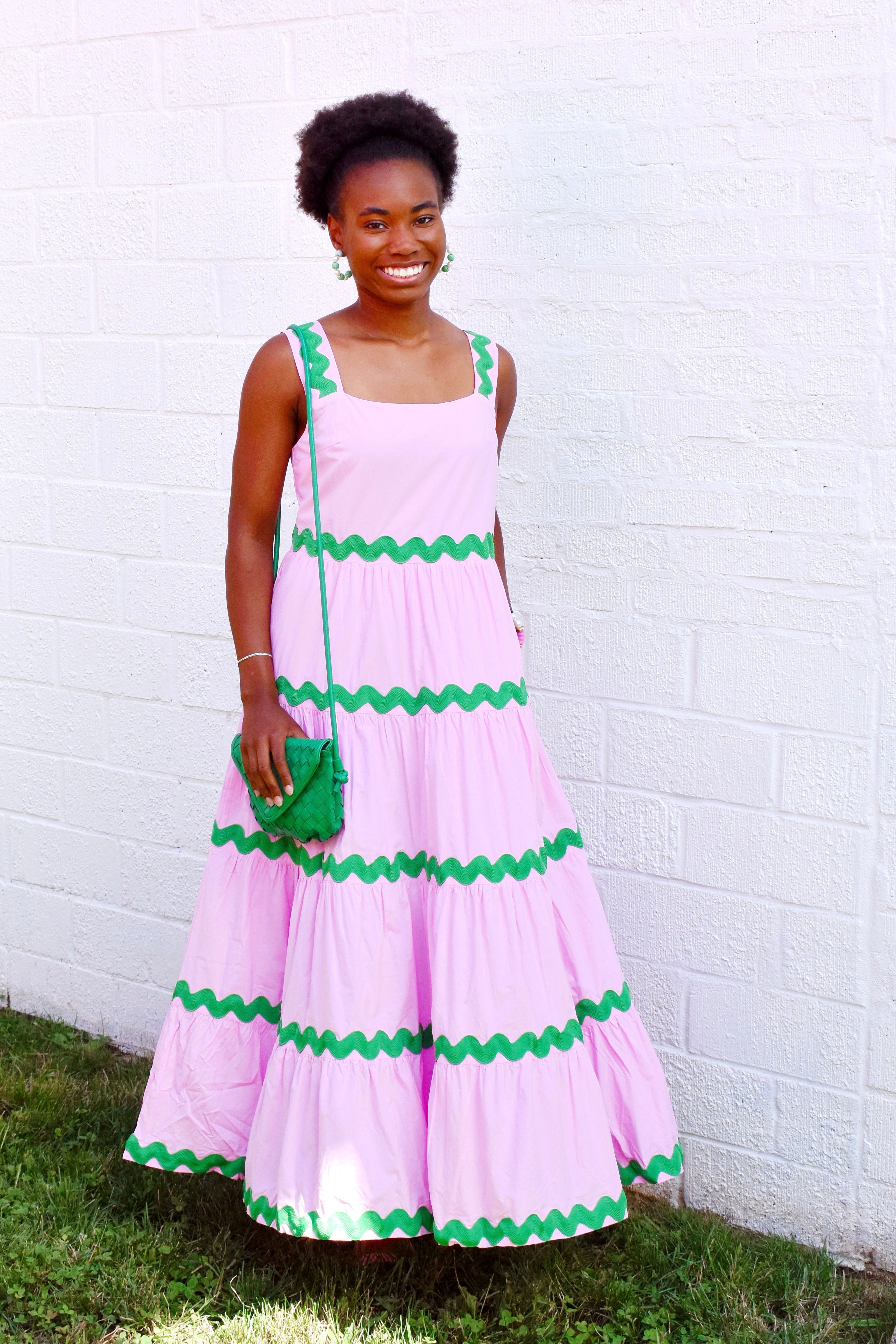 Pink & Green Ric Rac Maxi Dress