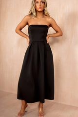 Saskia Black Bandeau A-Line Midi Dress