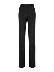 TAILORED WOOL BLEND CREPE TROUSERS WITH SEQUINS