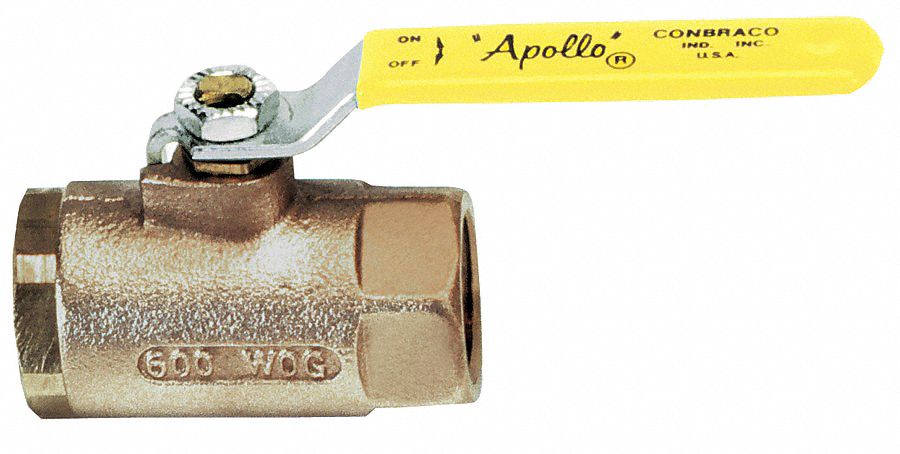 Apollo Ball Valve, Bronze, Inline, 2-Piece, Pipe Size 1 1/2 in, Connection Type FNPT x FNPT - 70-107-41