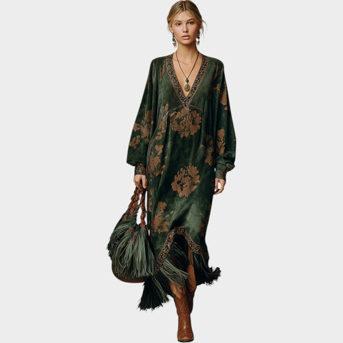 Willow Fringe Boho Maxi Dress