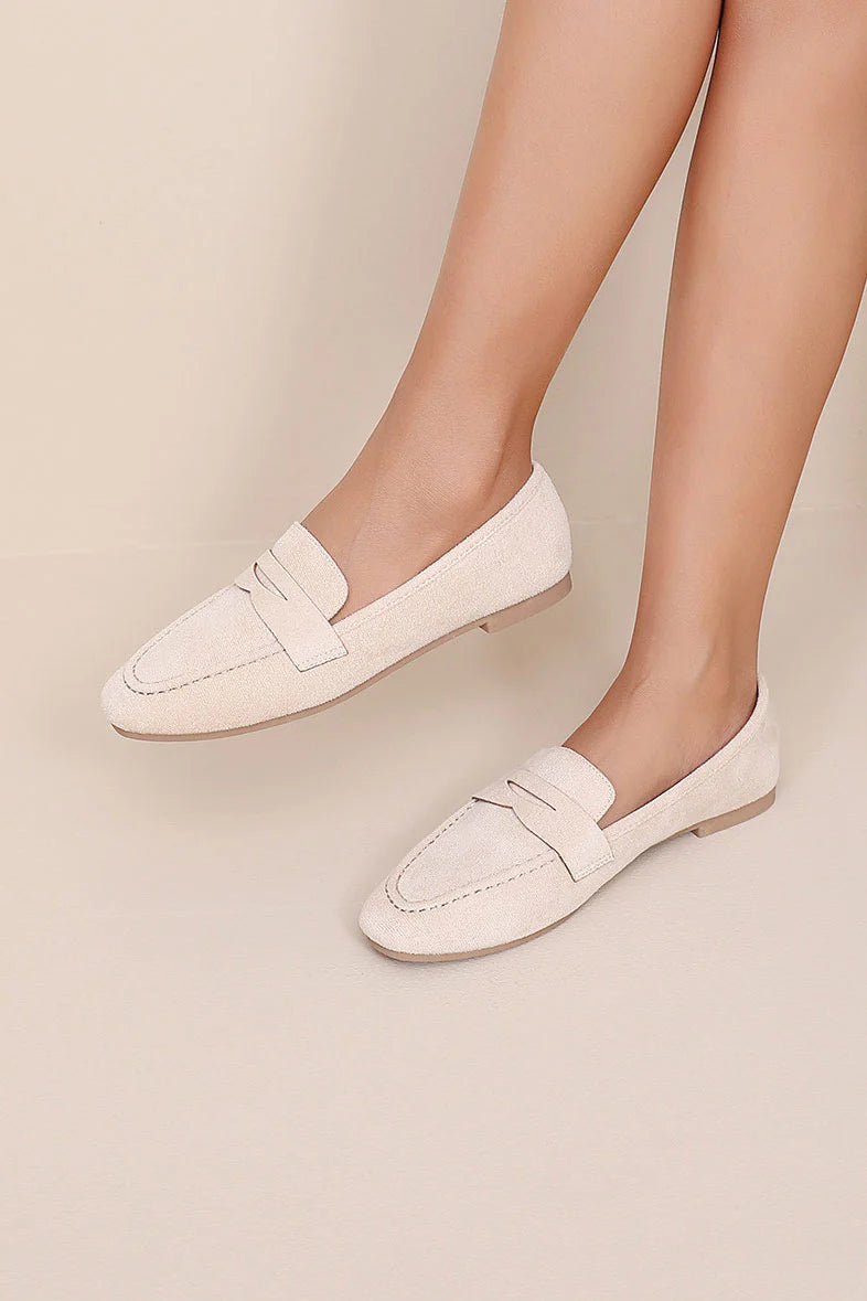 Kallie Cream Suedette Loafers