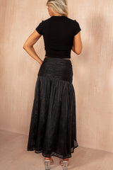 Charlotte Black Shimmer Midi Skirt