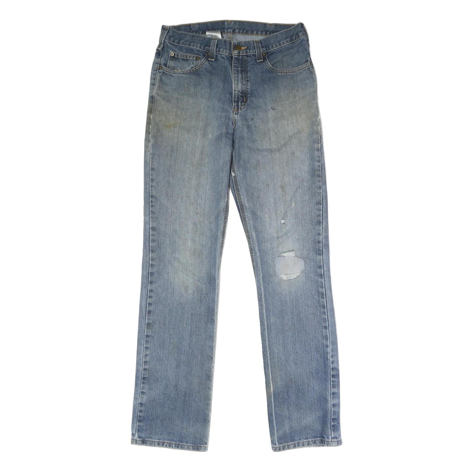 CARHARTT Mens Classic Blue Jeans Denim W32 L34 Straight Zip Cotton Workwear