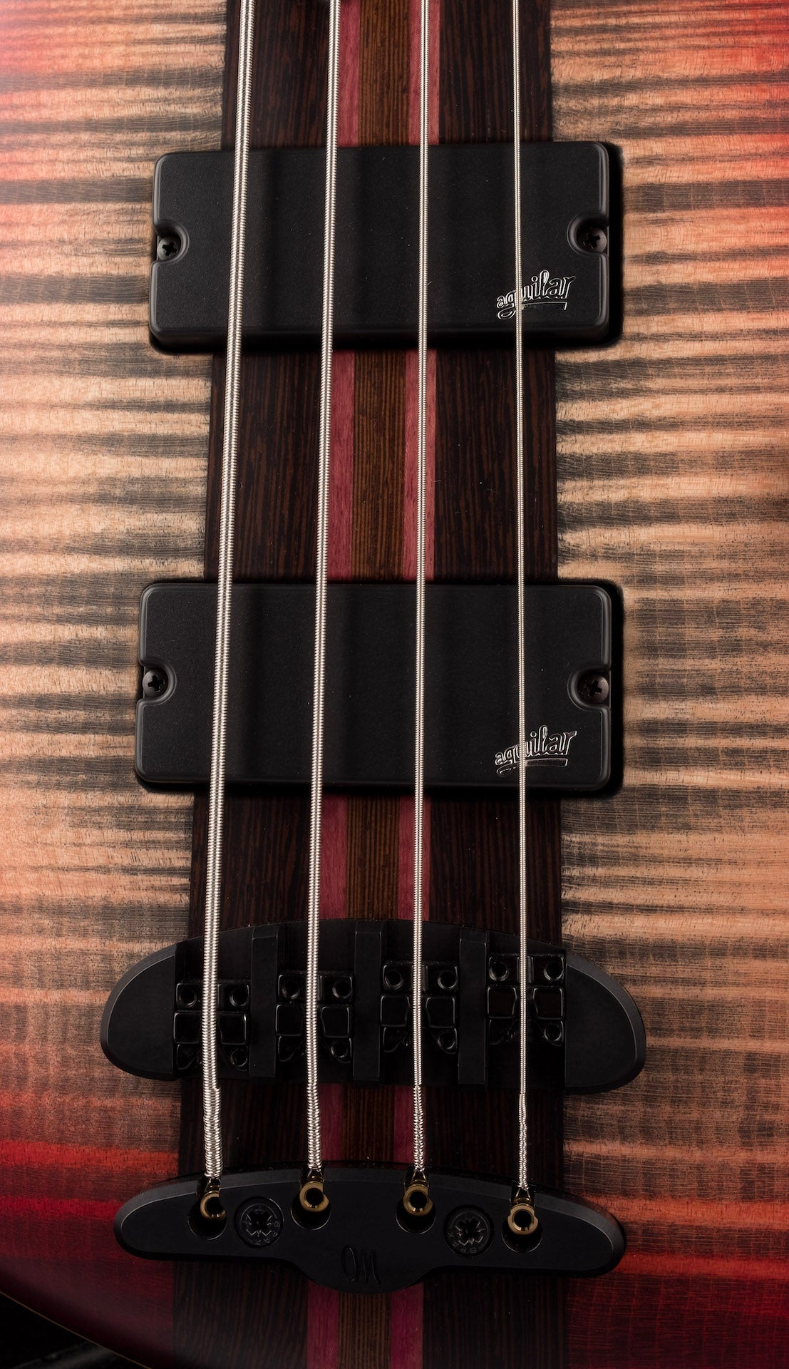 Mayones Patriot Classic 4 Flame Top Bass Satine Transparent Jeans Black 3-Tone Red Burst