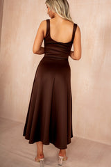 Henley Chocolate Square Neck Scuba Dress