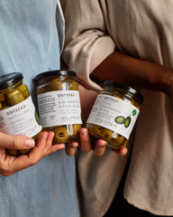 Odysea Green Conservolia Pitted Olives with Lemon, Garlic & Coriander in Extra Virgin Olive Oil, 245g