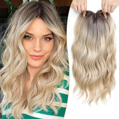 PANEWAY Hair Topper 16Inch Hair Toppers For Women with Thinning Hair 6.5’’x6.5’’ Ladies Wiglets Toppers Hair Pieces for Women - Ombre Dark Root to Blonde