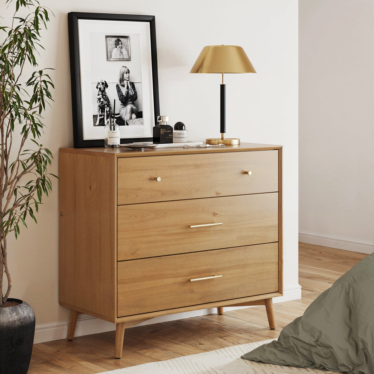 Mid - Century Modern Acacia 3 Drawer Dresser - Nathan James