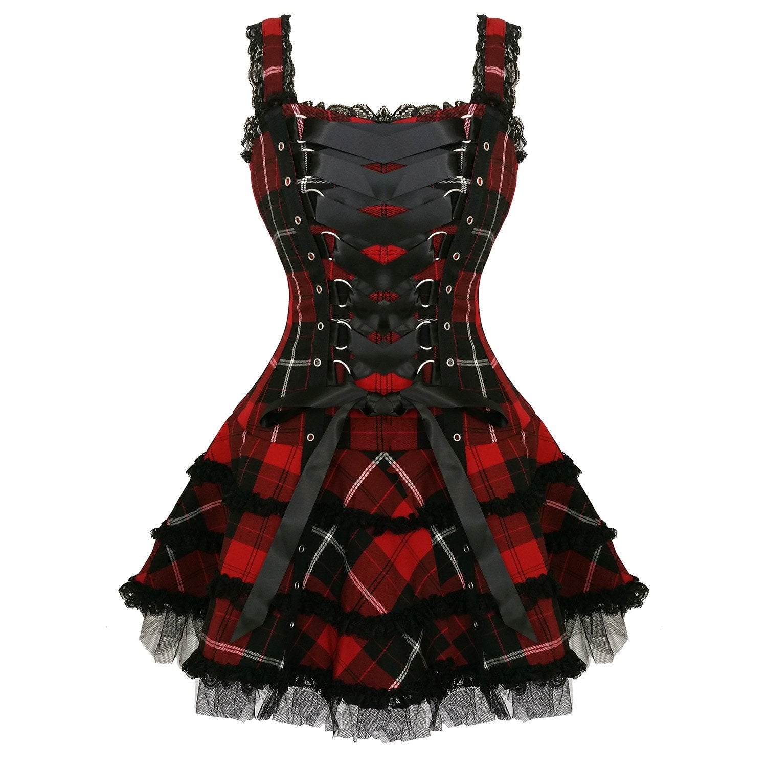 Hell Bunny Harley Red Tartan Plaid Mini Dress by Hell Bunny