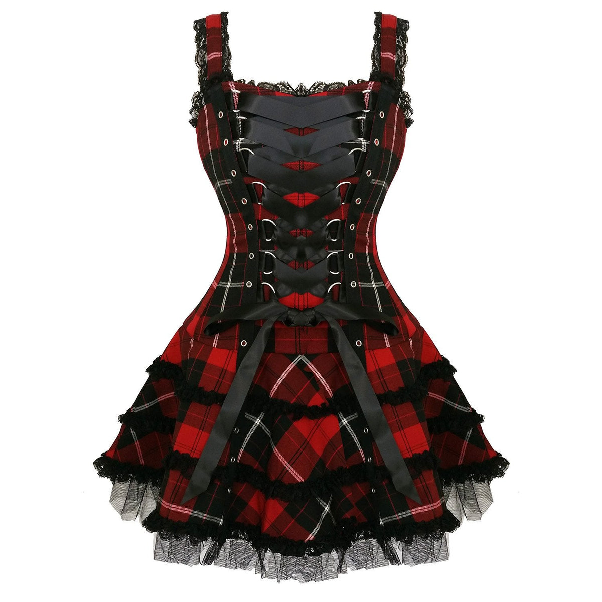 Hell Bunny Harley Red Tartan Plaid Mini Dress by Hell Bunny