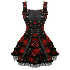 Hell Bunny Harley Red Tartan Plaid Mini Dress by Hell Bunny