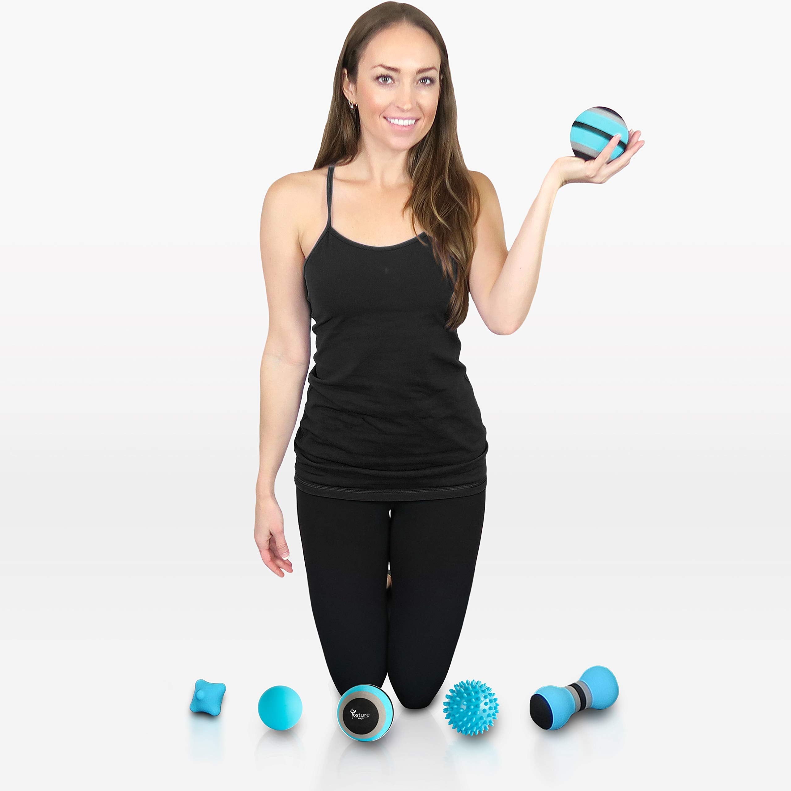 Set de Pelotas de Masaje Posture Magic Azul para Liberación de Puntos Gatillo y Masaje Profundo de Tejido