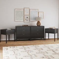 Fluted Wood Bedroom Set Black Oak - Nathan James