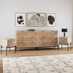 Rattan Bedroom Set Light Oak - Nathan James