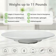 MACROSCALE Portable Food Scale, Pocket-Sized, Rechargeable. Tracks Calories, Nutrition, Cholesterol, Micros, Macros for Weight Loss, Health, Diabetes, Meal Prep. Use with The Gourmetmiles App.