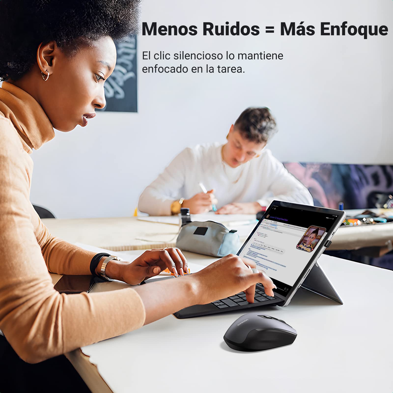 Mouse Inalámbrico UGREEN Negro Ergonómico 6 Botones 4K dpi para PC y Mac