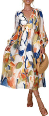 Maxigerui Women's Long Sleeve Floral Maxi Dress 2026 Spring Summer Wedding Guest Dress