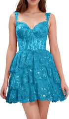 Molisa Lace Sequin Homecoming Dresses for Teens 2024 Flowy Off Shoulder A-line Short Prom Dress with Pockets