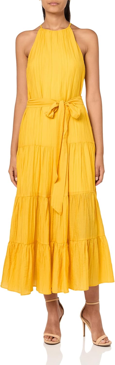 Women's Sleeveless Halter Neck Tiered Maxi Dress