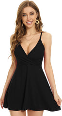 MadHeart Womens V Neck Sexy Backless Dress Adjustable Spaghetti Strap Short Wrap Dress