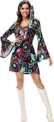 Kranchungel 70s Disco Outfits for Women: Disco Costume 70s Outfits - Party Dress Halloween Costume for Party-goers Aged 30-40