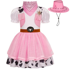 Gomukot Direct Cowgirl Costume For Girls Halloween Western Rodeo Dress Up Outfit Role Play Party For Kids 3-10 Years (3-4 Years)