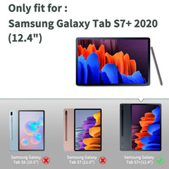 EasyAcc Hülle Kompatibel mit Samsung Galaxy Tab S7+ Plus 12.4 2020 - Ultra Dünn mit Standfunktion Slim PU Leder Schutzhülle Passt für Samsung Galaxy Tab S7 Plus 12.4 2020, Schwarz