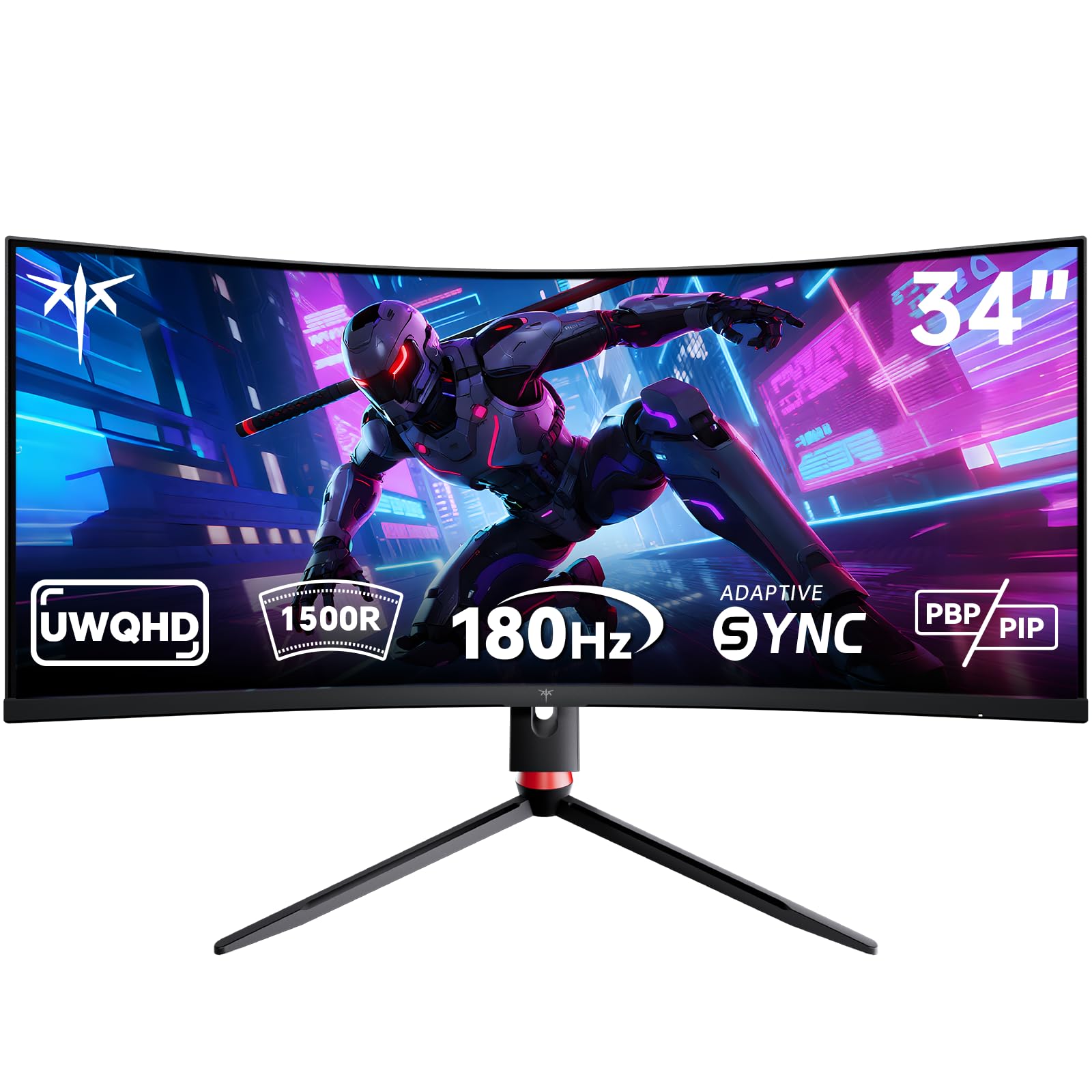 KTC Monitor Curvo Ultrapanorámico Gaming de 34 Pulgadas 21:9, 3440x1440p 180Hz 1ms, Panel Curvo 1500R, 2 x HDMI 2.0 & 2 x DP1.4, Ajuste de Altura/Inclinación/Giro/Pivote, H34S18S
