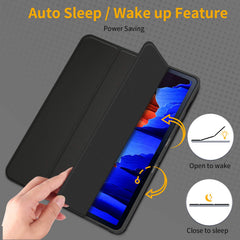 EasyAcc Hülle Kompatibel mit Samsung Galaxy Tab S7+ Plus 12.4 2020 - Ultra Dünn mit Standfunktion Slim PU Leder Schutzhülle Passt für Samsung Galaxy Tab S7 Plus 12.4 2020, Schwarz