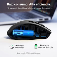 Mouse Inalámbrico UGREEN Negro Ergonómico 6 Botones 4K dpi para PC y Mac