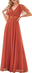 Ever-Pretty Women's Mother of Bride Dress Double V-Neck Empire Waist Front Wrap Tulle Bridesmaid Dress 07962