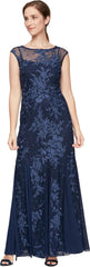 Alex Evenings Women's Long Length Fit and Flare Mother of the Bride Dress with Godet Detail (Petite and Regular Sizes)