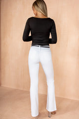 Gabrielle White Bootcut Belted Jeans