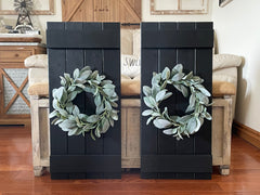 Black Farmhouse Wooden Shutter Wall Decor Including Wreath