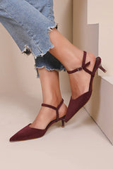 Darlene Wine Suedette Kitten Heels