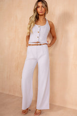 Lucinda Lilac Straight Leg Belted Trousers
