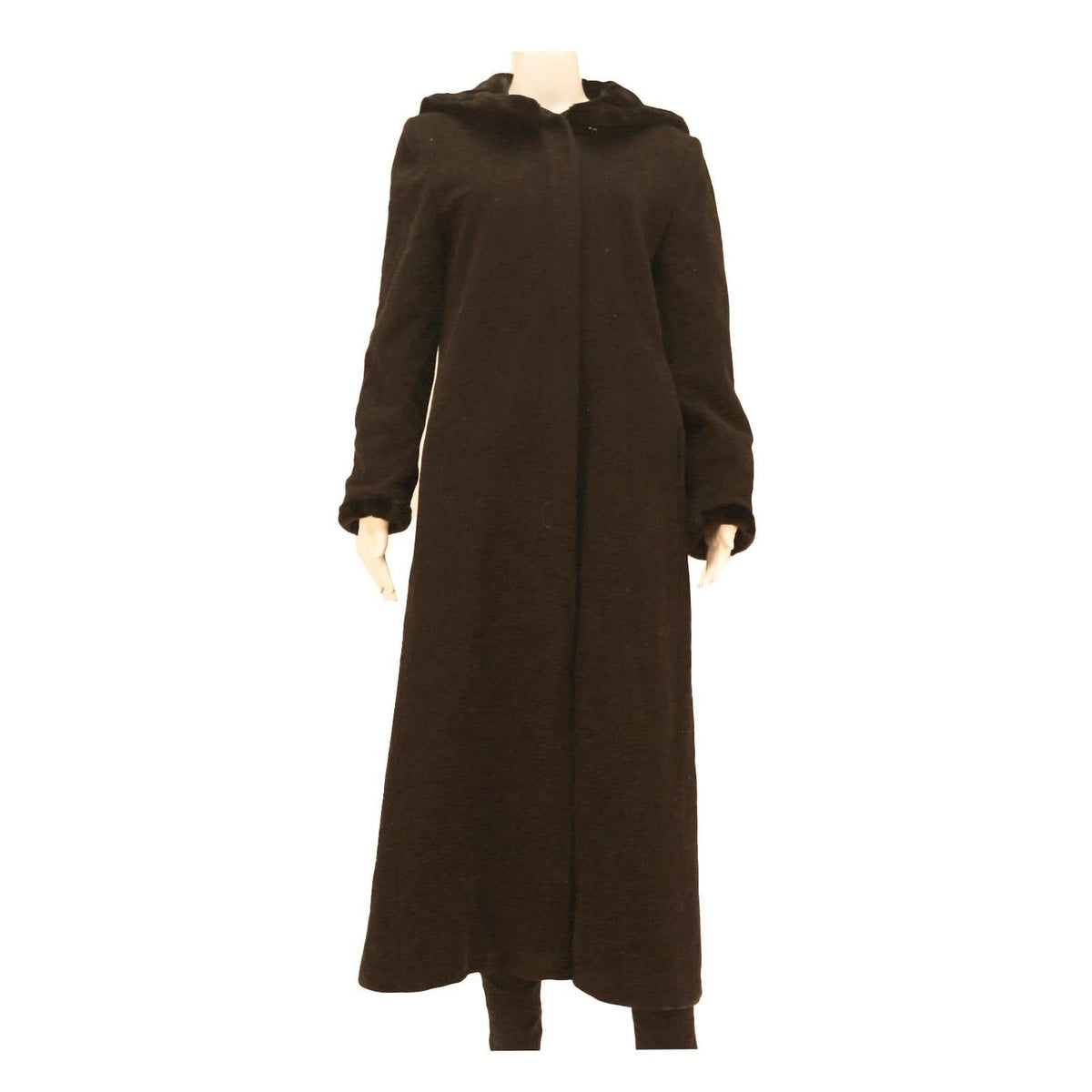 YESSICA Womens Black Button Cotton Blend Long Sleeve Hooded Jacket UK 12 Plain