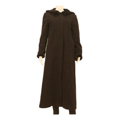 YESSICA Womens Black Button Cotton Blend Long Sleeve Hooded Jacket UK 12 Plain